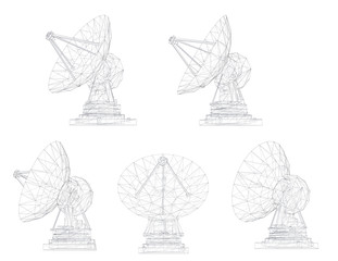 Sticker - vector set. Radio antenna. astronomy and space research