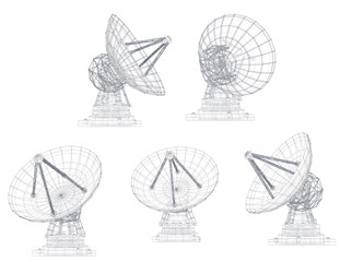Wall Mural - vector set. radio antenna. astronomy and space research