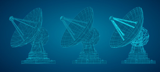 Wall Mural - vector set. radio antenna. astronomy and space research