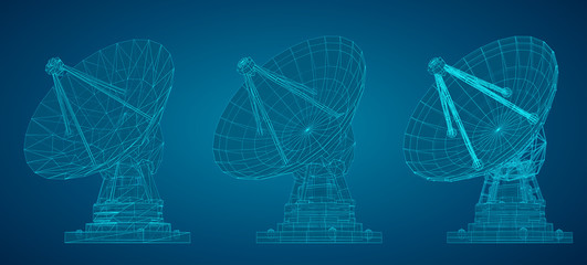 Wall Mural - vector set. radio antenna. astronomy and space research
