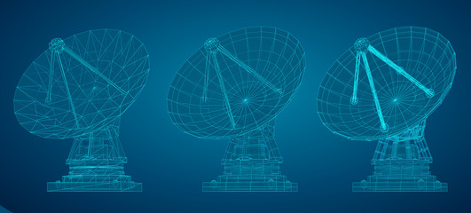 Wall Mural - vector set. radio antenna. astronomy and space research