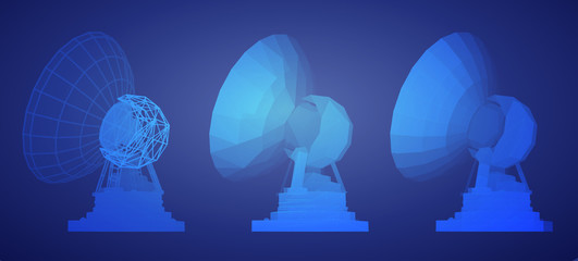 Wall Mural - vector set. radio antenna. astronomy and space research
