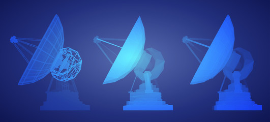 Wall Mural - vector set. radio antenna. astronomy and space research