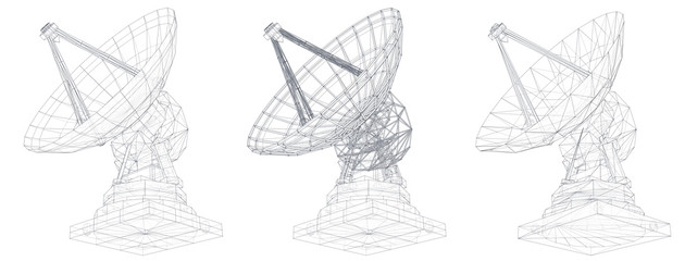 Wall Mural - vector set. radio antenna. astronomy and space research