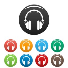 Poster - Wired headphones icons set 9 color vector isolated on white for any design