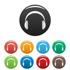Poster - modern headphones icons set 9 color vector isolated on white for any design