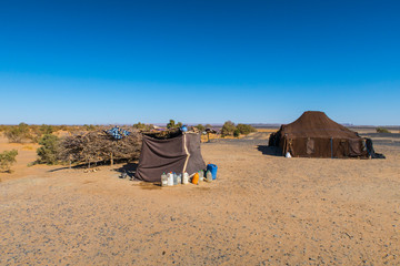 Wall Mural - berber nomads camp in sahara desert, morocco