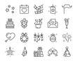 © kornkun - set of celebration icons, such as gift, christmas, party, champagne, event, birthday