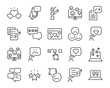 © kornkun - set of feedback line icons, such as, question, review, test, app, emoji, survey