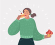 © iracosma - Woman with closed eyes is eating cake