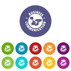 Poster - Business communication icons color set vector for any web design on white background