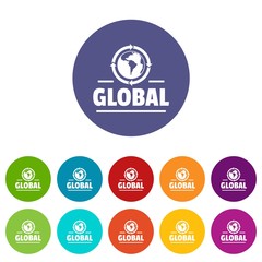Poster - Global icons color set vector for any web design on white background
