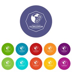 Poster - Globalization icons color set vector for any web design on white background