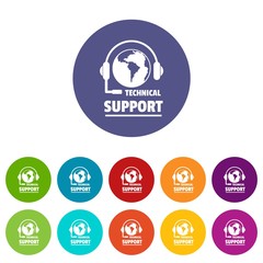 Poster - Technical support icons color set vector for any web design on white background