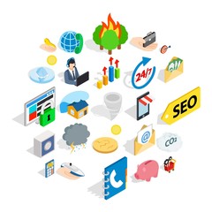 Poster - Computer support icons set. Isometric set of 25 computer support vector icons for web isolated on white background