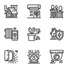 Poster - Smart device icon set. Outline set of 9 smart device vector icons for web design isolated on white background