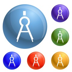 Poster - Compass tool icons set vector 6 color isolated on white background