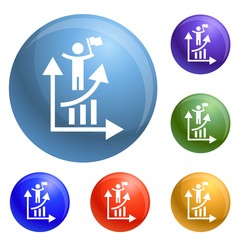 Poster - Man grow up chart icons set vector 6 color isolated on white background