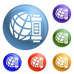 Poster - Global energy icons set vector 6 color isolated on white background