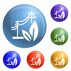 Poster - Electric eco energy icons set vector 6 color isolated on white background