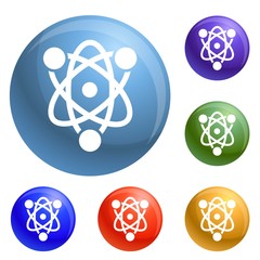 Poster - Eco atom icons set vector 6 color isolated on white background