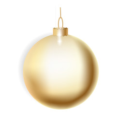 Poster - Gold christmas ball icon. Realistic illustration of gold christmas ball vector icon for web design isolated on white background