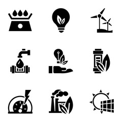 Poster - Recycle energy icon set. Simple set of 9 recycle energy vector icons for web design isolated on white background