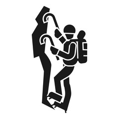 Poster - Man climbing mountain icon. Simple illustration of man climbing mountain vector icon for web design isolated on white background