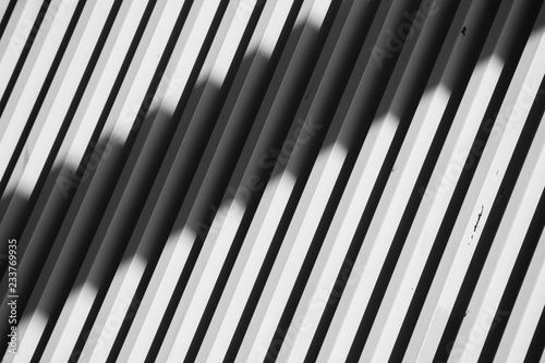 White Steel Battens Wall With Light And Shadows