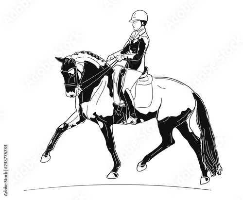Equestrian Sport Dressage Vector Logo Of A Rider On A Horse