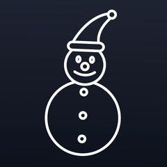 Wall Mural - Snowman icon. Outline snowman vector icon for web design isolated on black background