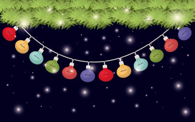 Wall Mural - garlands with christmas lights hanging