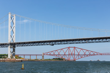 Wall Mural - Two Bridges over Firth of Forth near Queensferry in Scotland