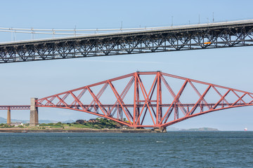 Wall Mural - Two Bridges over Firth of Forth near Queensferry in Scotland