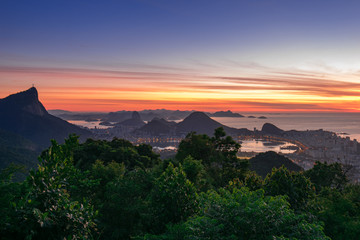 Fototapete - Beautiful View of Rio de Janeiro Before Sunrise at Chinese View (Vista Chinesa)