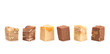 Six Different Flavors of Fudge on a White Background