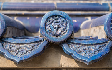 Detail of tiles on Temple of Heaven in Beijing China