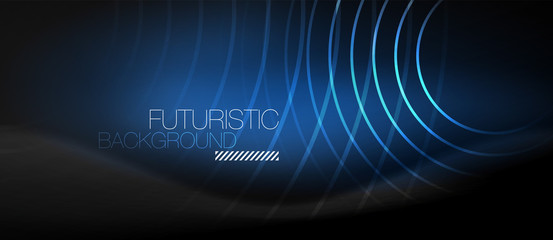 Dark abstract background with glowing neon circles