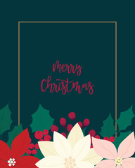 Wall Mural - Merry Christmas greeting card. flower, floral.