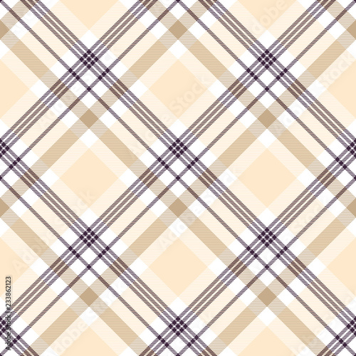 Materiał do szycia Plaid pattern in peach beige, brown and white.