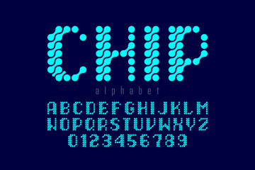 Aufkleber - microcircuit style font, alphabet letters and numbers