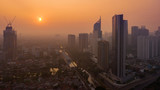 Fototapeta Miasto - Dusk scenery of Jakarta downtown skyline
