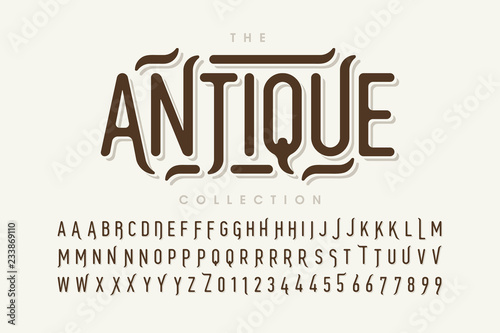 Photo  Antique style font design, vintage alphabet letters and numbers