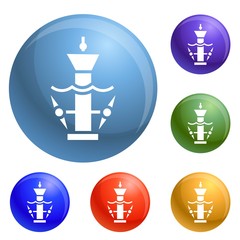 Poster - Underwater turbine icons set vector 6 color isolated on white background