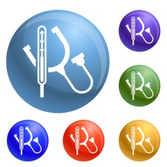 Poster - Stethoscope icons set vector 6 color isolated on white background