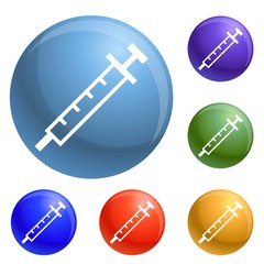 Poster - Insuline syringe icons set vector 6 color isolated on white background