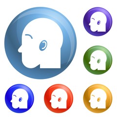Poster - Inhaller icons set vector 6 color isolated on white background