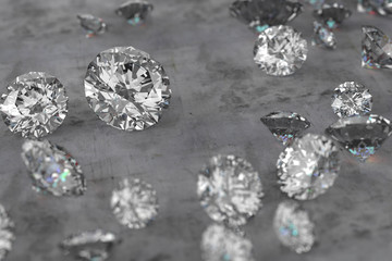 Poster - 3D rendering Luxury diamonds on marble background