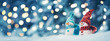 © candy1812 - little knitted snowmans on soft snow on blue background