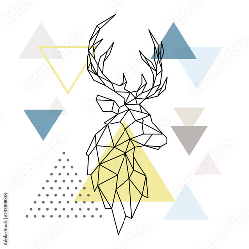 Cuadros en Lienzo Geometric Deer silhouette on triangle background